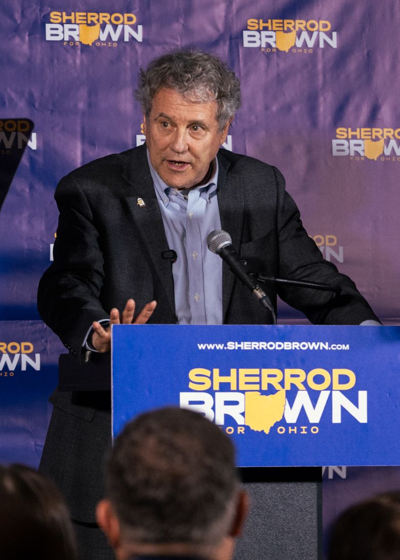 Former Sen. Sherrod Brown speaks at an event in Cleveland, Ohio, on May 5.