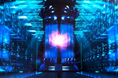 Abstract technology concept image of datacentre  and nuclear power