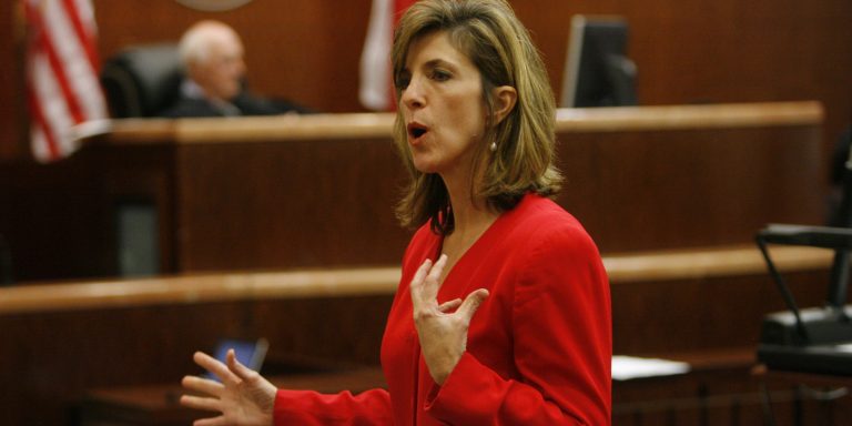 Prosecutor Kelly Siegler addresses the jury during the closing arguments of a trial on November 19, 2007 in the Criminal Justice Center in Houston, Texas.