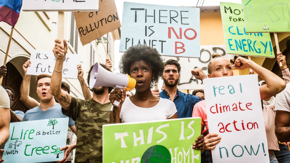 Climate protesters at rally